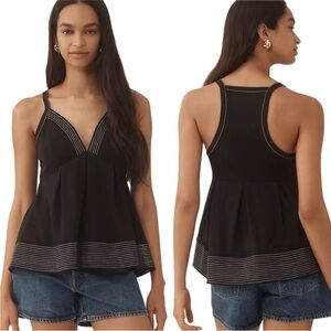 Anthropologie Deep-V-Neck Peplum Strappy Top